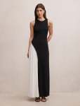 Candace Halter Contrast Maxi Dress - 20 Black white