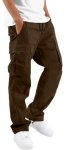 Hungson Mens Cargo Pants Drawstring Casual Hiking Pants Joggers Athletic Trousers Cotton Loose Straight Sweatpants For Men Brown