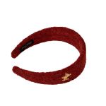 New Year Red Wool Wide Gold Logo Horse Headband For Women
