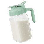 Junvpic Breast Milk Pitcher Jug - 32 Oz Glass Mason Jar Airtight Pitcher With Pour Spout Handle For Breastmilk Iced Tea Ice Drin