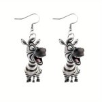 Acrylic Zebra Earrings For Women - Quirky Animal Drop Dangle Fun Fashion Jewelry - No-feather Lightweight Comfortable Animal Lov