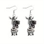 Acrylic Zebra Earrings For Women - Quirky Animal Drop Dangle Fun Fashion Jewelry - No-Feather Lightweight Comfortable Animal Lover Gift