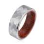 Men's Hammered Wood Silver Tungsten Ring R-284 - 13