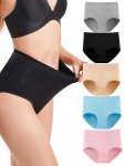 5-PACK Women's High-waist Underwear Breathable Full Coverage Briefs Tummy Control Butt Lifter Panties Elegant Style - Plus Size 