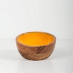 Acacia Wood MINI Bowl With Enamel Inlay Clementine And Natural