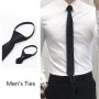 New Men's Zipper Polyester Necktie Convenient Necktie Formal Business Casual Necktie