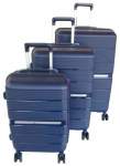 Smte Mooistar Unbreakable Travel Luggage 3 Piece Suitcases Spinner Navy Blue With Keychain