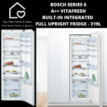Bosch Series 6 - A++ Vitafresh Built-in Integrated Full Upright Fridge - 319L