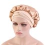 Wide Band Satin Bonnet Cap Bonnets For Women Silky Bonnet For Curly Hair Women Hair Wrap For Sleeping Khaki