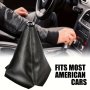 1PC Universal Car Gear Shift Knob Cover Black Pu Leather Dustproof Manual/auto Shifter Boot Cover Fits Most Cars Durable Comfortable Soft Material