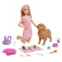 Doll Newborn Pups Playset With Blonde Doll Mommy Dog And 3 Puppies