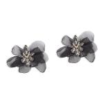 Black Petal Diamante Stud Earrings
