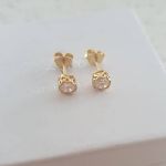 Kadie-gold Gold Plated 925 Sterling Silver Ear Stud Cz Earrings Small Size 4MM