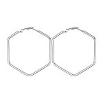 Hexagon Hoop Earrings For Women Simple Geometric Fashion Jewelry Earrings Silver