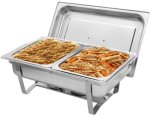 Stainless Steel 10 Litre Dual Tray Chafing Dish - Food Warmer 10 L Double Pan