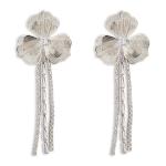 Silver Diamante Floral Dangle Earrings