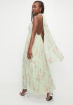 Pleated Mesh Dress With Ties - Sage Watercolour Vintage Floral