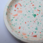 Eco-resin Round Terrazzo Trinket Tray - Neutral Peach & Teal