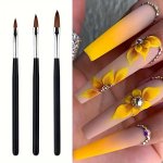 3PCS Nail Art Brushes Set Nail Art Design Tools 3D Builder Nail Gel Brush Acrylic Nail Drawing Pen Nail Art Brush For Salon At
