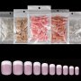 120PCS French Tip Press-on Nails Set - Ultra-thin Seamless Short Square Fake Nails In 5 Colors Glossy Finish For Easy Diy Manicures