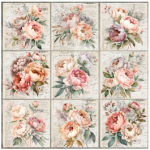 Tear Resistant Deco Print Peonie Bouquets 9'S