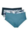 Women's Ua Pure Stretch Hipster 3-PACK Printed - Blue Flannel XS