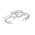 C1094-C21054 - 925 Sterling Silver Double Hearts Toe Ring Adjustable Size