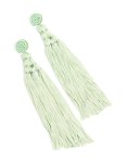Light Green Fabric Tassel Drop Earrings