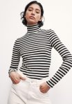 Modal-blend Polo-neck Top - Black Striped