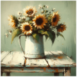 Sage Tear Resistant Deco Print Sunflower And