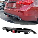Neespoc Rear Diffuser With Light Fit For Infiniti Q50 2014 2015 2016 2017 Add-on Body Kit Rear Bumper Lower Lip Splitter Exterio