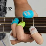 5PCS Silicone Guitar Finger Protector For Left Hand - Beginner Practice String Finger Guard - Protects Fingers From Pain And Cal