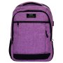 Qinol YCA-16 Unisex Travel 15" Laptop Backpack With USB Charging Port - Purple