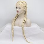 Xiweiya Long Blonde Braided Wig 4XTWIST Braids Box Braid Wig 100% Hand Made Crochet Brading Platinum Blonde Cornrow Dutch Braide