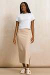 Ribbed Midi Skirt - XL Stone
