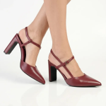 Madison Quill Closed Toe Slingback Block Heel - Burgundy - 8