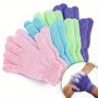 5-PACK Exfoliating Gloves For Men And Women - Spa-quality Textured Body Scrub Bath And Shower Mitts - Reusable And Machine Washable - Random Colors