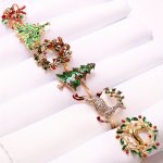 6PCS Napkin Rings Golden Napkin Rings For Christmas Decoration Ornaments Holiday Napkin Holders For Dining Anniversary Birthday