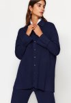 Slit Detailed Cardigan-pants Knitwear Suit - Navy Blue