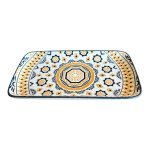 Rectangle Plate 21X11CM - Black And Orange Diamonds