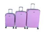 Smte Light Pink Abs Suitcase With Chevron Pattern Spinner Wheels Lock Gaily With Keychain