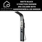 Matte Black 6 Function Shower Spa Column With Handshower & LED Mirror