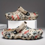 Unisex Graffiti Print Clogs Fashion Breathable Eva Summer Beach Slide Shoes Casual Outdoor Garden Sandals