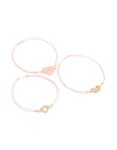 Goldair Gold Light Pink Cord Heart Bracelets 3-PACK