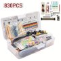 1 Set Electronics Component Rotary Switches Fun Kit W/power Supply Module Jumper Wire 830PCS Tie-points Breadboard Precision Potentiometer Resistor Compatible With Arduino Raspberry