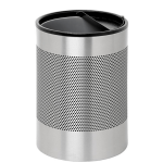 Special Steel Litter Bin – Wide – Perforated – Half Moon Flip Top Lid And Bin Liner – 753SS