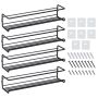 Kitchen Holder Spice Organizer Rack Wall Mounted 4-PIECE Set - Black