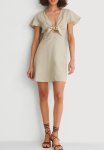 Tie Front Linen Dress - Beige