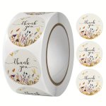 500PCS Labels Round Autumn Floral Thank You Stickers For Seal Label Christmas Sticker Decoration Office Stationery Sticker