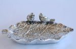 Silver Leaf Design Bird Feeder – 2 Birds – 11X34X19CM